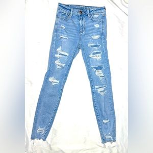 Size 8 American eagle next level stretch high waist “patched holes” worn twice